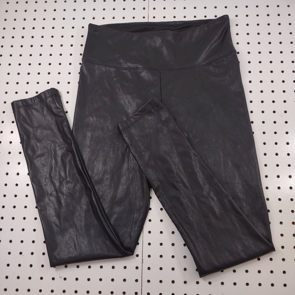 21 Saints Faux Black Leather Leggings, Size Medium
